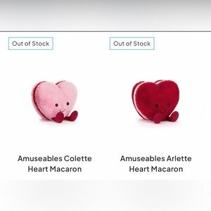 Bundle Amuseables Colette Heart Macaron and Amuseables Arlette Heart Macaron NWT